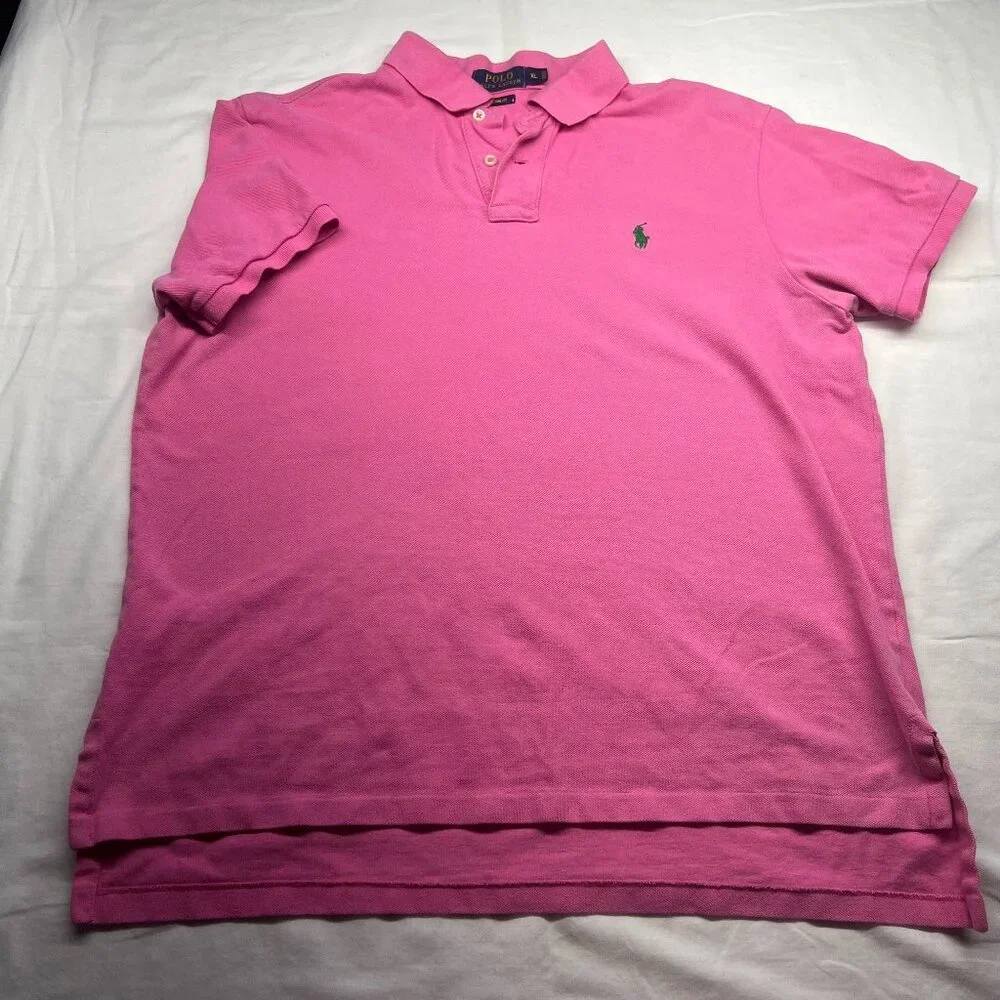 Polo Ralph Lauren Mens‎ Pink Custom Fit Polo Shirt XL